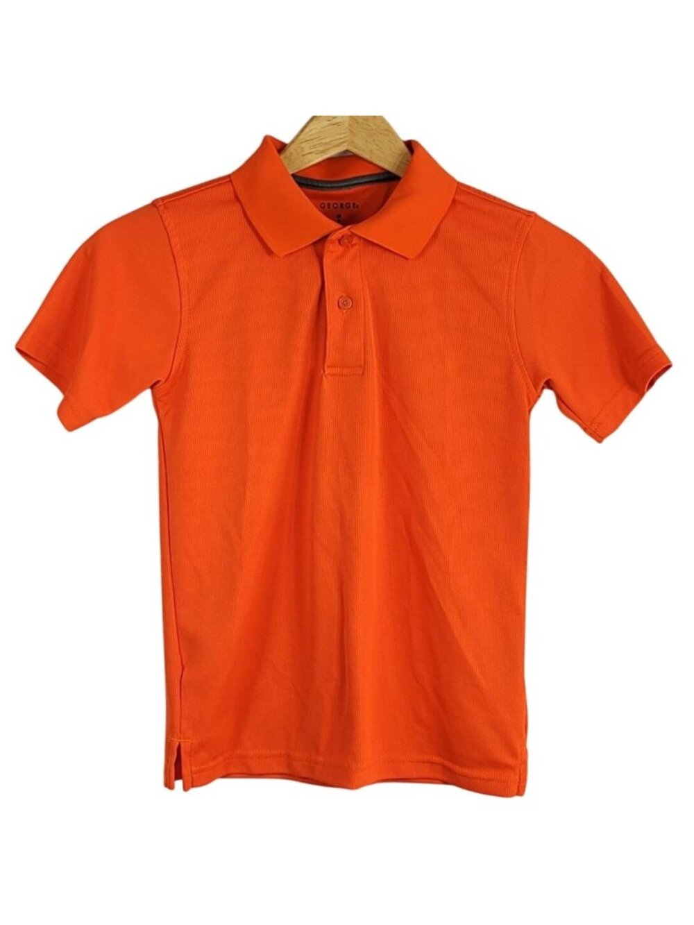 George Boys Polo Shirt Orange Size 8 Medium Short Sleeves Button Collar Pullover